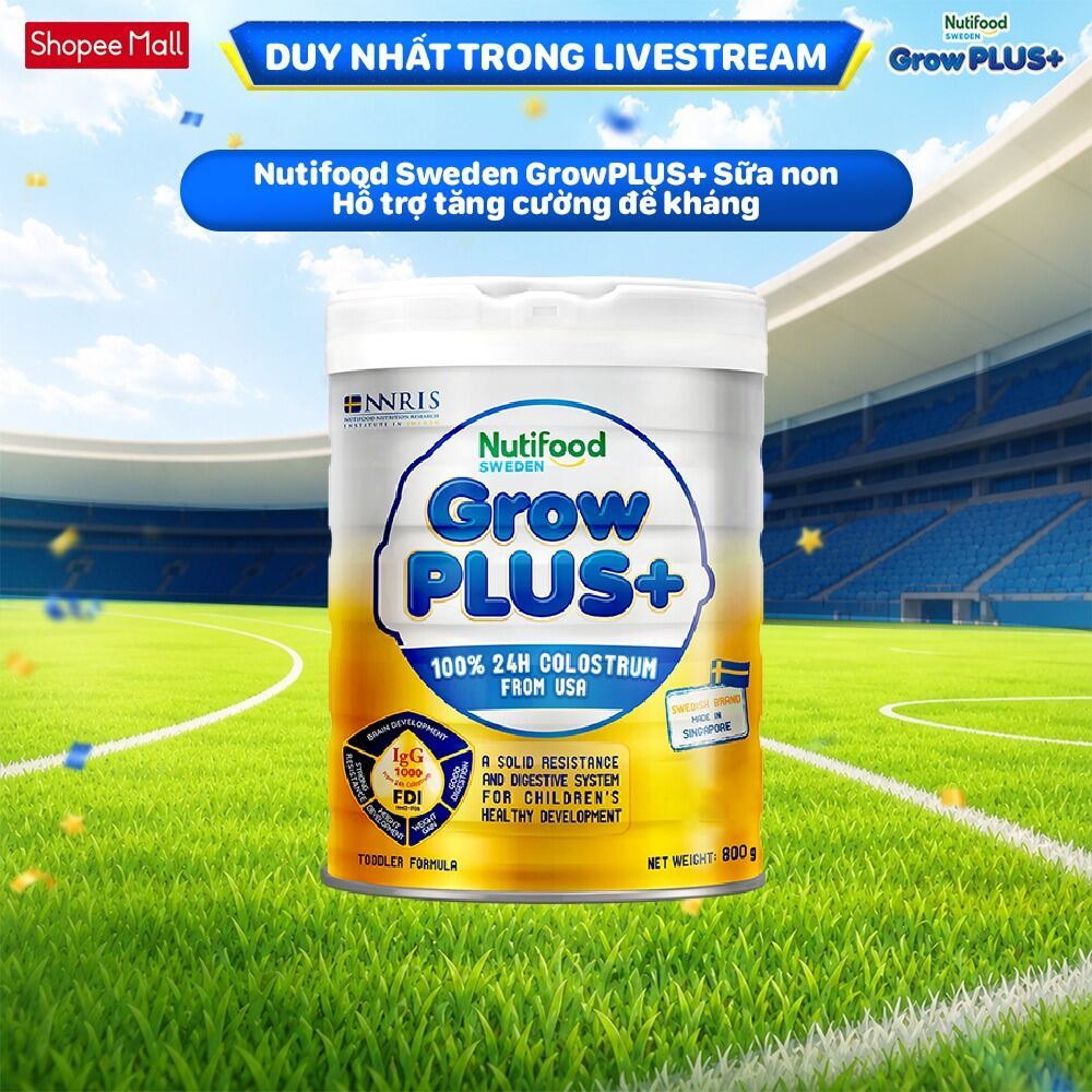 [Livestream BeyondK] Sữa Bột Nutifood GrowPLUS+ Sữa Non Tăng Đề Kháng 800g - Trên 1 Tuổi