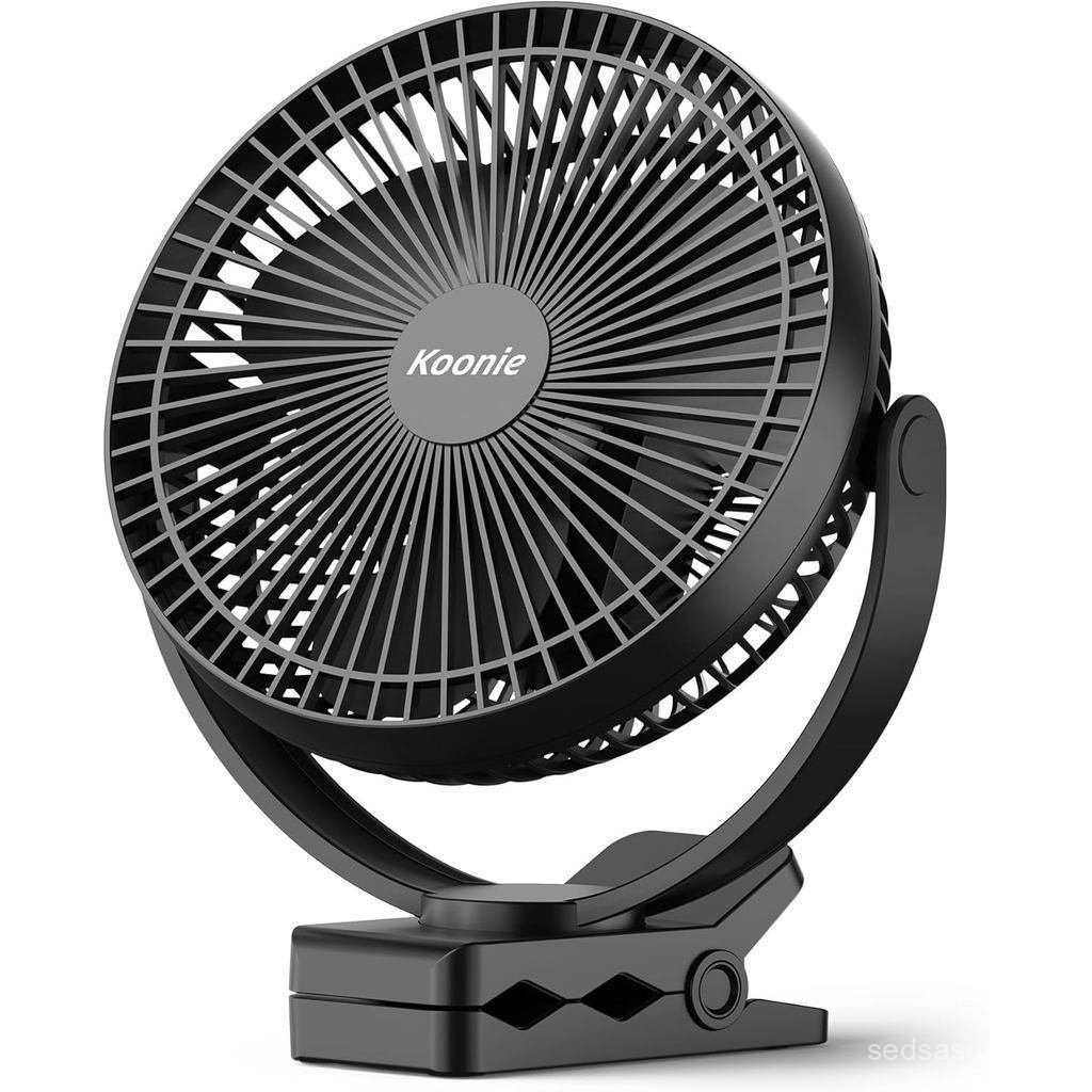 Koonie10000mAh rechargeable clip-on fan，8Inch battery-powered desktop fan，USB Fan，4Gear Wind Speed，S