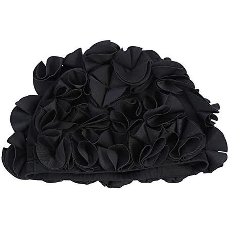 Mũ bơi nữ, Mũ bơi hoa cho nữ, Vintage, Bơi lội / Tắm, Mũ kiểu cổ điển xinh xắn (Đen)