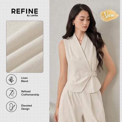 (New Arrival) (Refine by Lovito) Áo thun công sở pha lanh bất đối xứng đi làm áo nữ màu mơ xuân hè TKR42P1D076