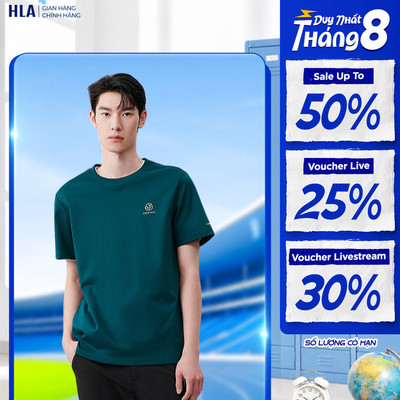 [GIẢM 50%] Áo Thun Nam HLA Ngắn Tay Trơn Basic In Nhiệt, Cotton Thoáng Khí, Co Giãn Thoải Mái