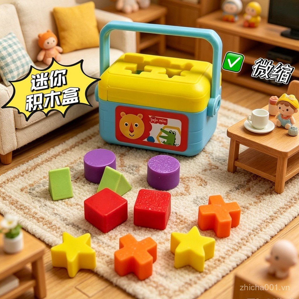Bán chạy Mini Thu Nhỏ Mô Hình Hoạt Hình Dễ Thương Khối Xây Dựng Hộp bjd Nhà Cho Bé Trang Trí Cảnh R5