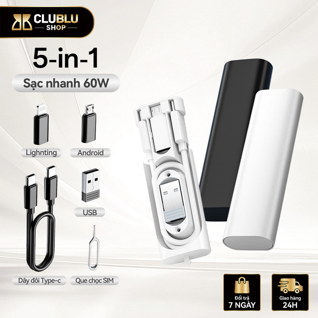 -CLUBLU- Bộ Chuyển Đổi Cáp Sạc Nhanh Type-C 5-in-1 Jack OTG Mirco IOS Thẻ Nhớ Phụ Kiện Điện Thoại