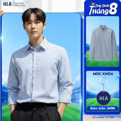 [BÁN CHẠY] Áo Sơ Mi Nam Dài Tay HLA –Thiết Kế Phối Sọc Nổi Bật, Vải Mềm Mịn Thoáng Khí & Trẻ Trung