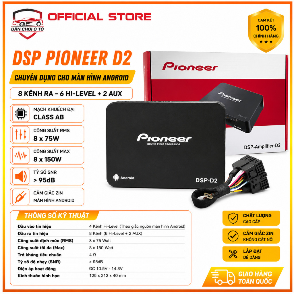 Dsp Pioneer Chuyên Dụng Cho Màn Hình Android. Amply Pioneer Cắm Dắc zin Màn Hình Android Cao Cấp