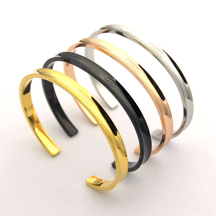 TVM1 t Open-ended letter bracelet18k Women's open-style gold bracelet with grooves