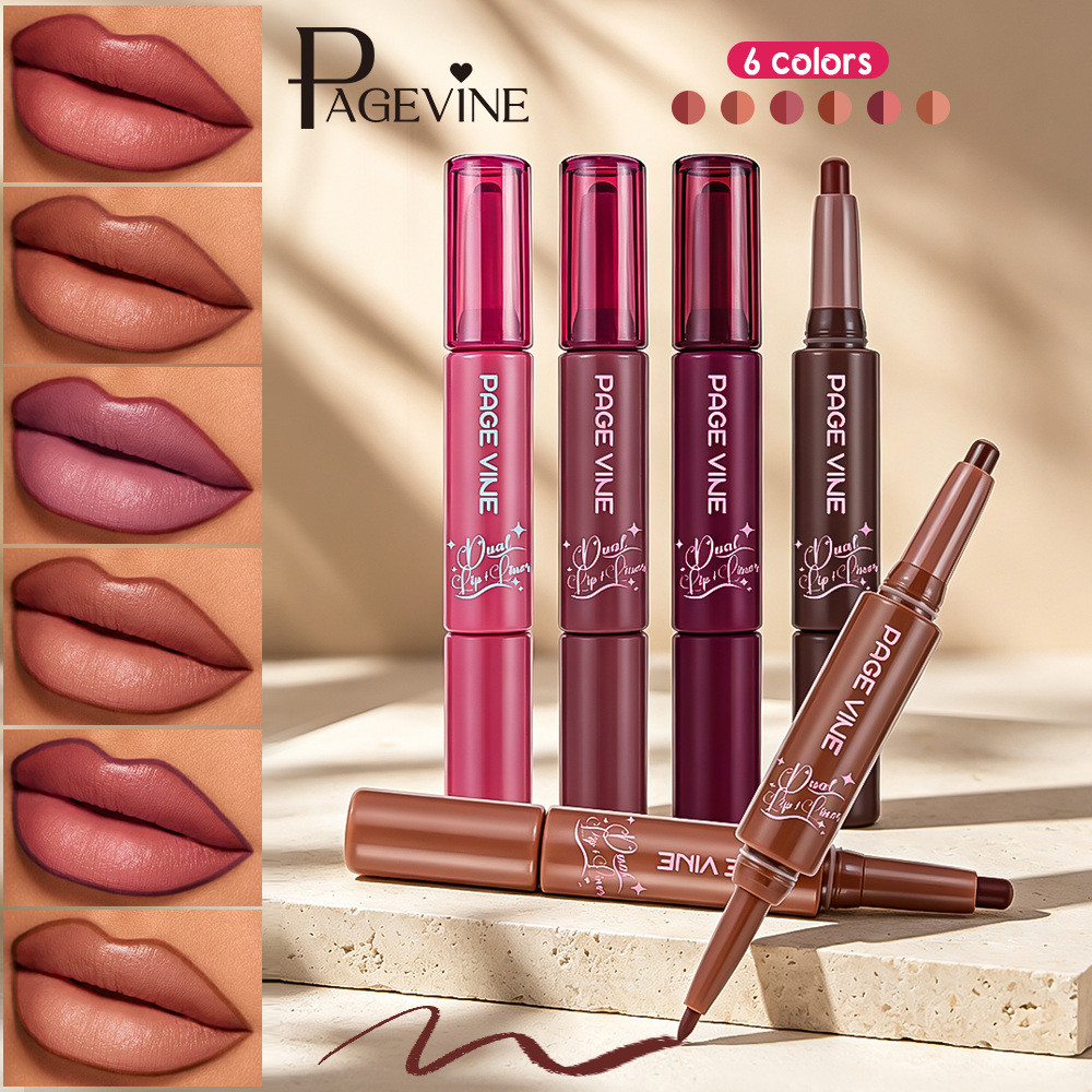 TRANG VINE Lip Liner Matte Smooth Mirror Double-Headed Paste Smudge Matte Silky Lipstick