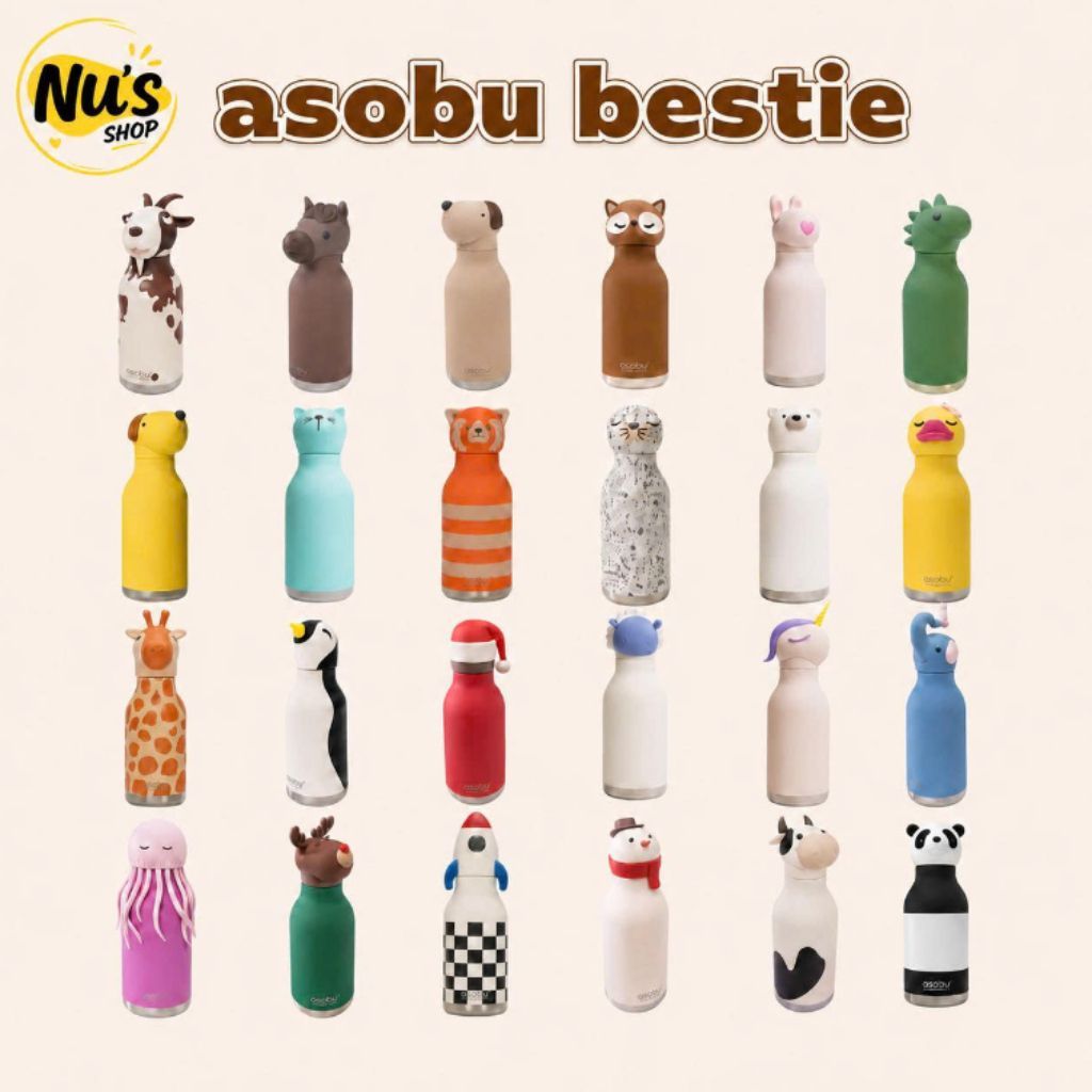 🦄 Bình giữ nhiệt Asobu Bestie Bottle 460ml hình thú 3D có ống hút silicone