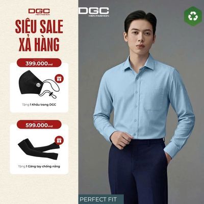 Áo Sơ mi nam dài tay DGC Dáng Perfect Fit Ôm Vạt lượn, Thiết kế hiện đại thanh lịch  - SASDBF117M