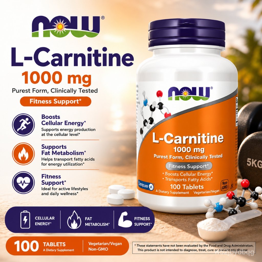 【Khuyến mại nóng】NOW L-Carnitine 1000mg Chính Hãng – Hỗ Trợ Chuyển Hóa Năng Lượng, 100 Viên Nén [Hàn