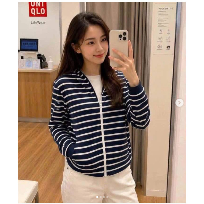 ÁO CHỐNG NẮNG UNI AIRISM 69 NAVY 141-488841