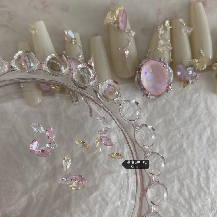 Phụ kiện làm móng tay cao cấp LZ chính hãng Mũi nhọn Marquise Zircon Tricolor Iris Garden 2023 Sản p