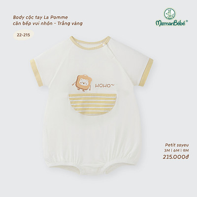 Body cộc tay La Pomme căn bếp vui nhộn - Sợi Petit Soyeu thoáng mát - Bé trai/gái - 3M - 9M