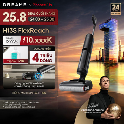 Dreame H13s FlexReach Máy hút bụi lau sàn không dây | lực hút 21.000Pa | khử mùi hộc chứa nước bẩn | BH 24 tháng