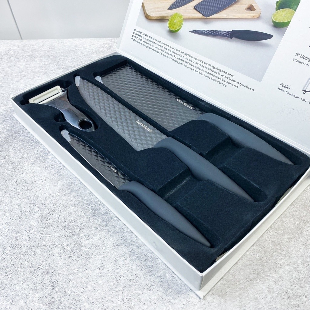 ✨✨ Bộ Dao Nhà Bếp LocknLock Chính Hãng Cao Cấp Kèm 4 Món Chống Dính Không Gỉ CKK104S4 - T2C Mall