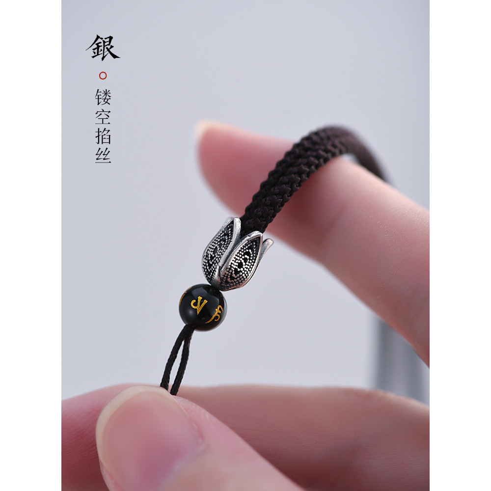 Luotai Old Silversmith 925 Bạc Mặt Dây Chuyền Dây Nam Nữ Dệt Tay Dứa Sợi Treo Cổ Dây Ngọc Mặt Dây Ch
