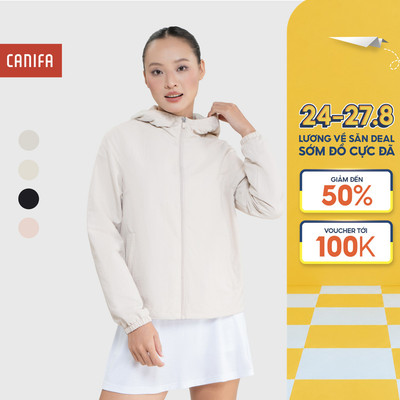 Áo khoác gió active nữ CANIFA dài tay có mũ cản gió chống nước 6OT25W024