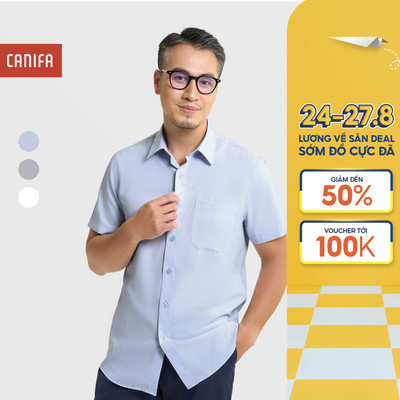 Áo sơ mi nano nam dáng ôm slimfit làm từ sợi nano cao cấp, thấm hút tốt 8TH25S015
