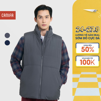 Áo khoác gilet chần bông nam CANIFA không tay cổ cao chống thấm siêu ấm 8OT25W019