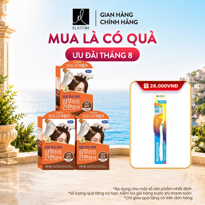 [CHÍNH HÃNG ĐỘC QUYỀN] Combo 3 Kem gội nhuộm phủ bạc Elastine nhanh chóng, tiện lợi 60g, màu tự nhiên, tóc suôn mượt