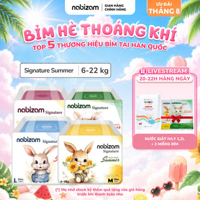 [LIVE KOL] Combo 4 Bịch Tã/Bỉm Đêm NABIZAM Signature Summer Nội Địa Hàn Siêu Mỏng, Siêu Thấm Hút Cho Bé 8-22kg
