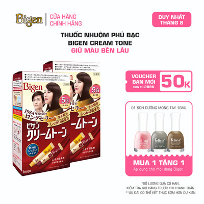 Combo 2 Thuốc Nhuộm Tóc Phủ Bạc Tại Nhà Bigen Cream Tone - Phủ Bạc Nội Địa Nhật Giữ Màu Bền Lâu 80ml