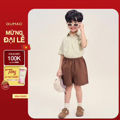 Quần Short Trẻ Em GUMAC Form A Lưng Thun Hai Túi Xéo Kaki Chéo Năng Động SHKG04030