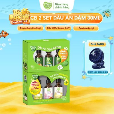 Combo 2 set 3 dầu ăn dặm Mămmy dầu olive, cá hồi, hạt lanh, óc chó, bơ, gấc bé 6tháng