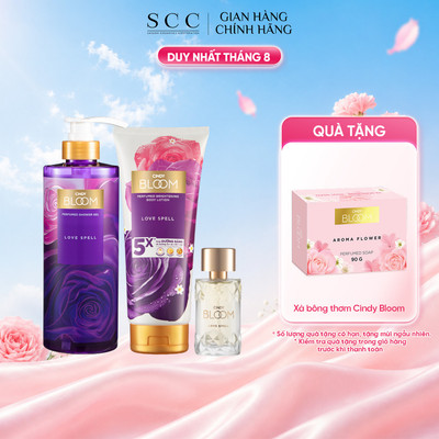 Combo Sữa Tắm 640g, Sữa Dưỡng Thể 300g & Nước Hoa 50ml Cindy Bloom - Bộ 3 Dưỡng Sáng Lưu Hương Nuôi Dưỡng Làn Da