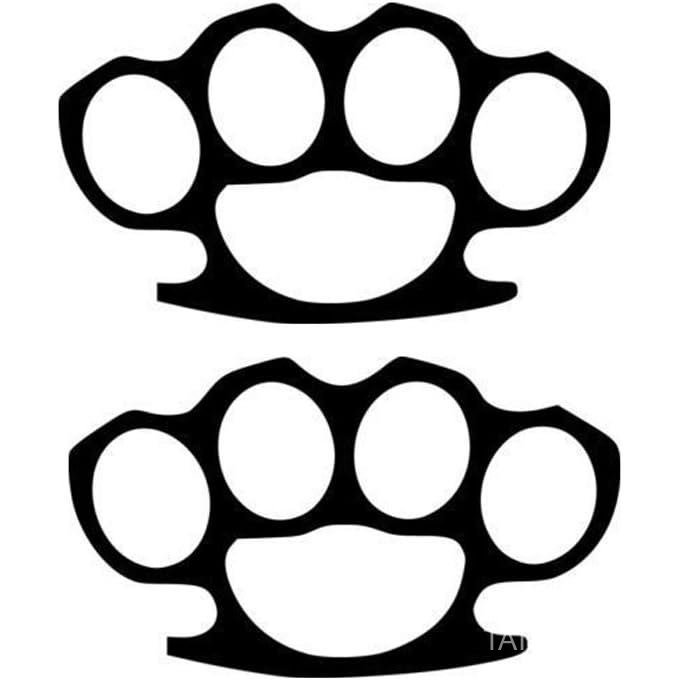 (Stickers ONLY-Not Real) Brass Knuckles Street Fight Stickers ONLY (2 Pack) Vinyl Decal - Size: 6", 