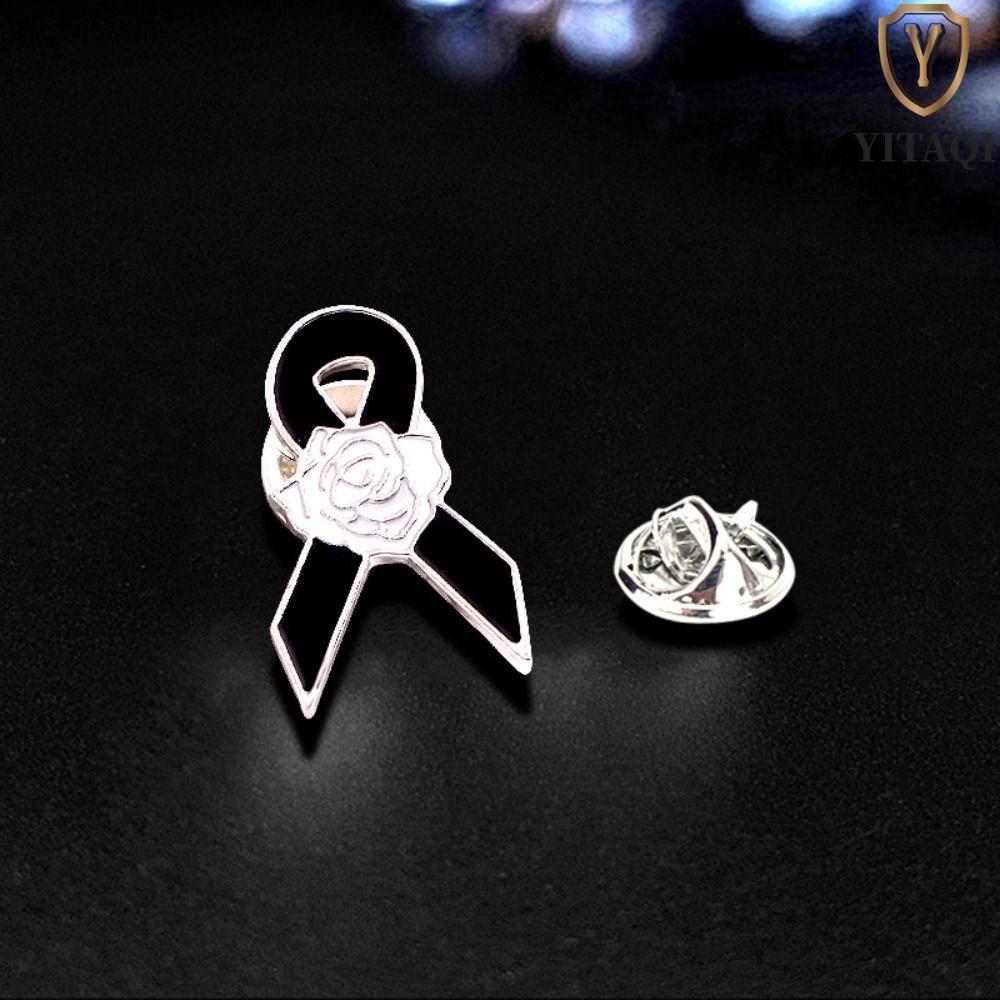 YITAQI Đen Ruy Băng Pin, Nhận Thức Ve Áo Pin Tang Lễ Ruy Băng Huy Hiệu Trâm Cài, Đơn Giản Vintage Me