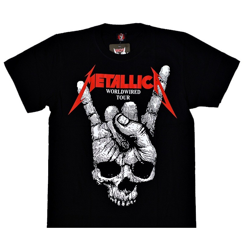 100% Cotton ROCK Cử Chỉ Metallica Metallica Mùa Hè Phong Cách Mới ROCK Nam Nữ Cùng Phong Cách Phù Hợ