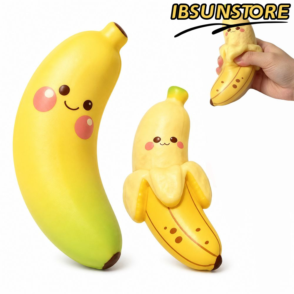 IBSUNSTORE Đồ chơi bóp chuối mô phỏng, Đồ chơi ép trái cây hình quả chuối bóc vỏ PU, Đồ chơi lắc mềm