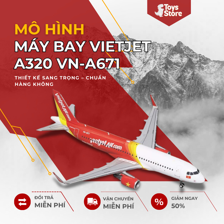 Mô Hình Máy Bay VIETJET A320 VN-A67 Hàng Không Cao Cấp Tinh Xảo Chất Liệu Cao Cấp