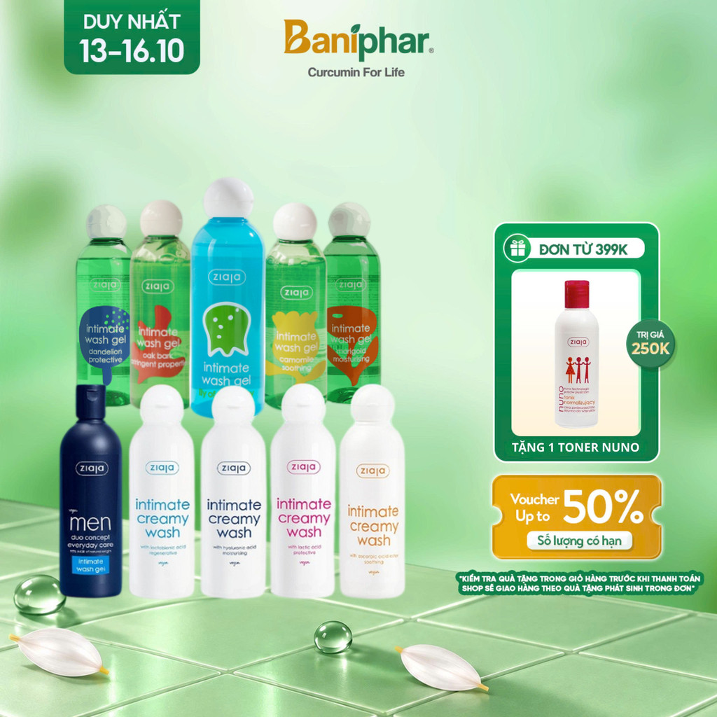 Dung dịch vệ sinh phụ nữ Intimate ZIAJA giúp làm sạch dưỡng ẩm khử mùi và cân bằng độ pH 200ml