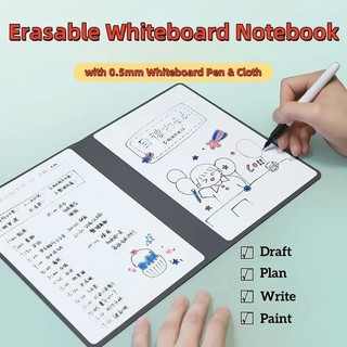  Sổ Tay Xóa Được Gấp Gọn – Bảng Trắng Mini Reusable Notebook Kèm Bút & Khăn Lau Ghi Chú Học Sinh Văn Phòng 