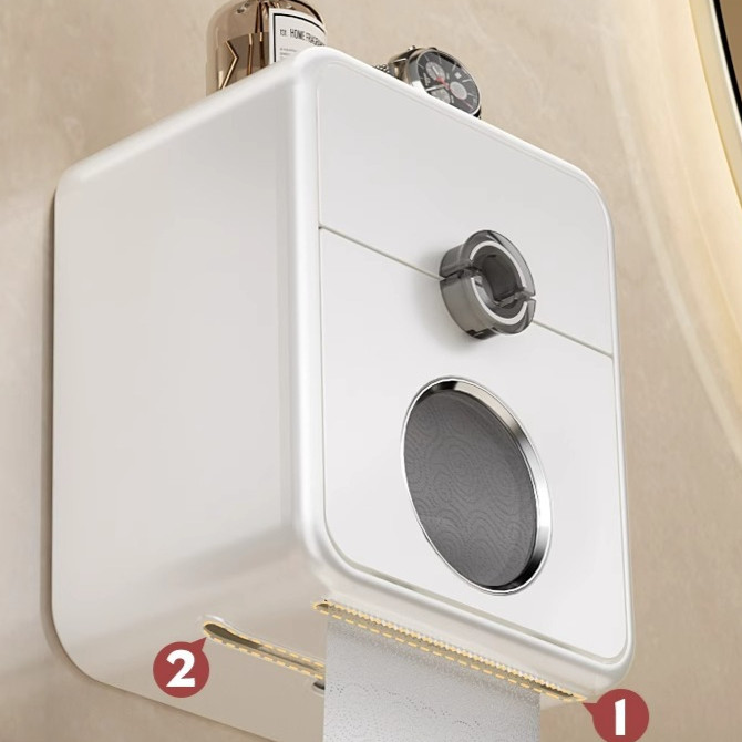 Toilet Tissue Box Punch-Free Waterproof Toilet Paper Holder Bathroom Wall-Mounted Toilet Paper Rolls