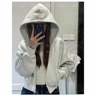  Áo Hoodie Nữ Croptop Zip Dáng Ngắn Form Rộng Boxy Áo Khoác Nỉ Basic Hàn Quốc Xinh Xắn 