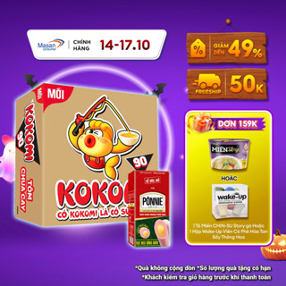 Combo 1 thùng Mì KOKOMI Đại 90 Tôm Chua Cay 30 Góix90g + 1 Xúc Xích Tiệt Trùng Ponnie Thịt Phô Mai Hộp 12 Cây x 45g