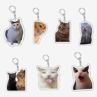 Móc khóa Rambling Goat Huh Cat Meme Cat Screaming With Paws On Its Head móc khoá bằng chất liệu arcr