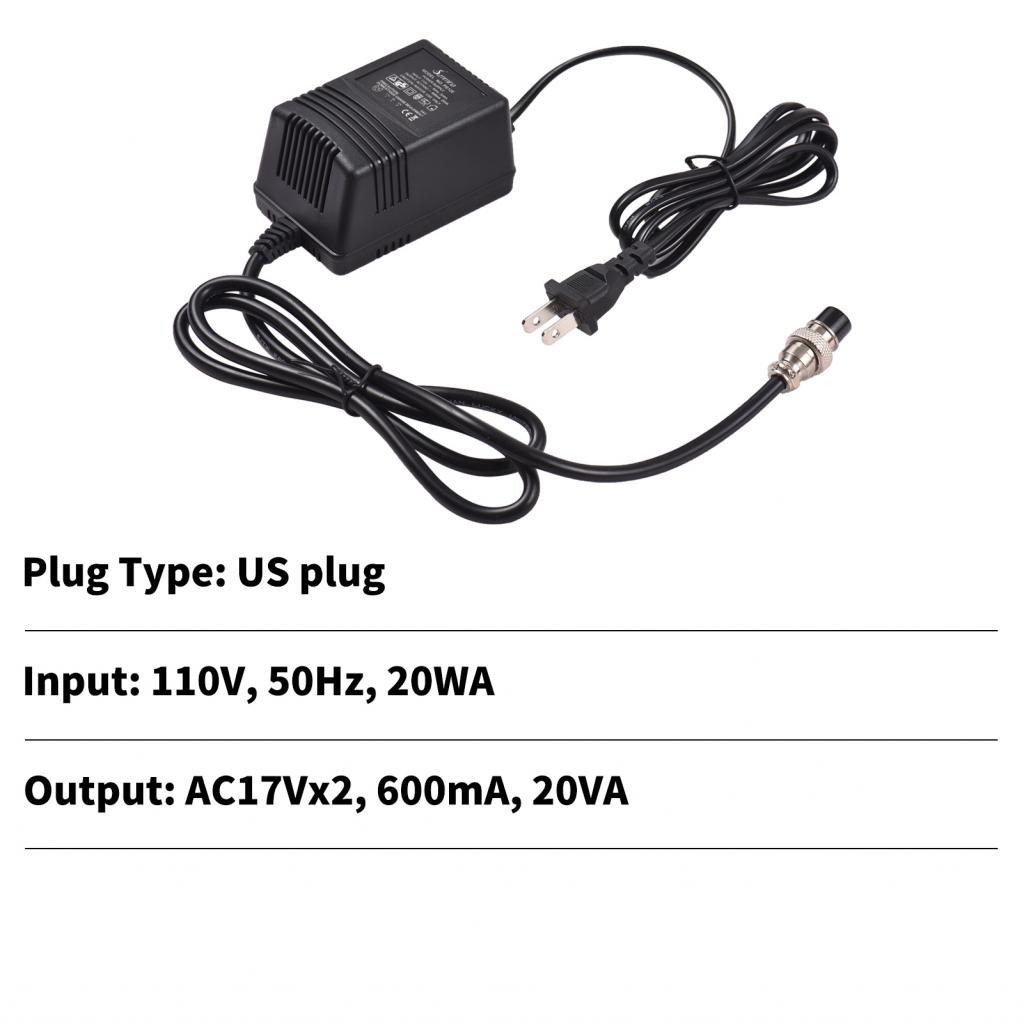 Máy Trộn Nguồn Điện Trộn Âm AC Adapter 3 Cổng Kết Nối Bàn Đạp 17V 600mA 110V Đầu Vào Phích Cắm US ch