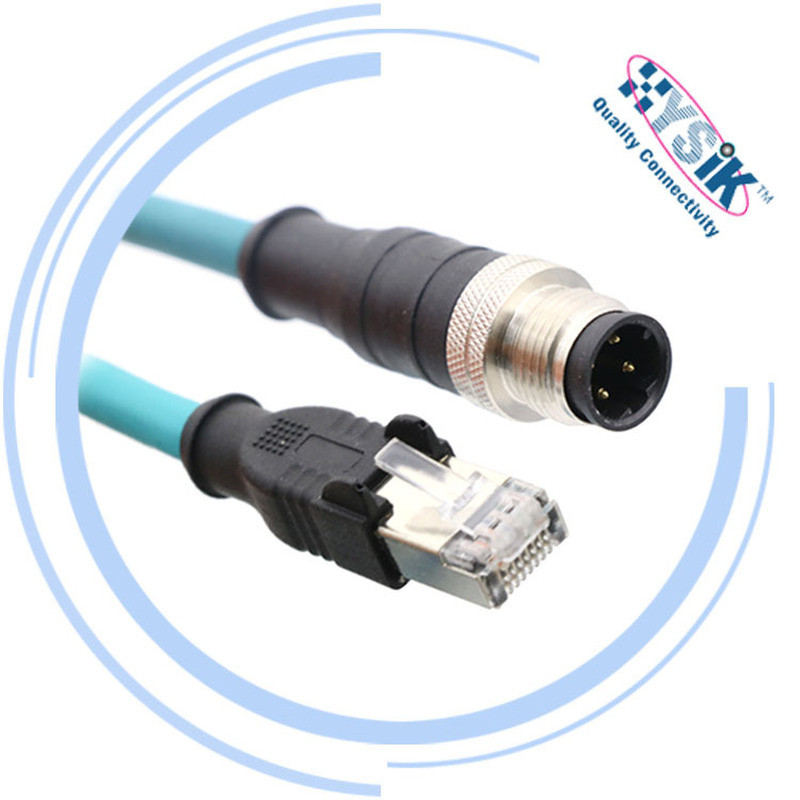 M12 Dcode 4 lõi đến RJ45 Đầu pha lê Chiều cao mạng Cáp băng thông rộng cấp công nghiệp Cáp mạng Giga