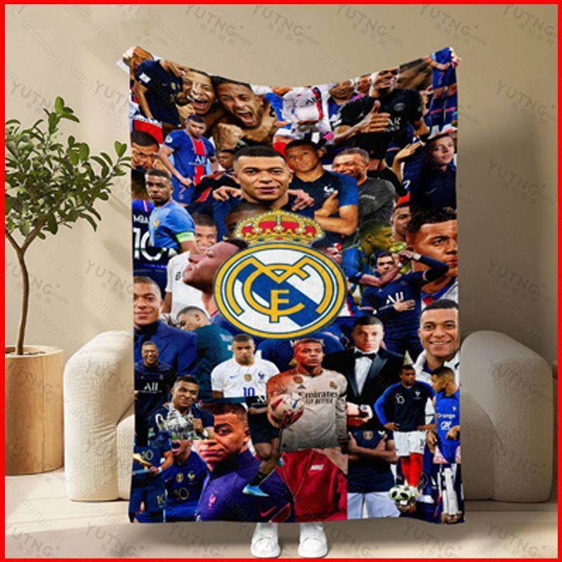 DC1 2026 Pháp Mbappe flannel chăn Real Madrid jerseyt người hâm mộ bóng đá chăn