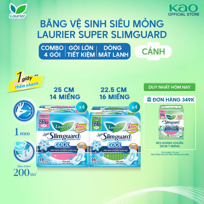 [GÓI LỚN TIẾT KIỆM] Combo 4 Băng Vệ Sinh Laurier Siêu Mỏng Mát Lạnh 1mm (Chọn loại)