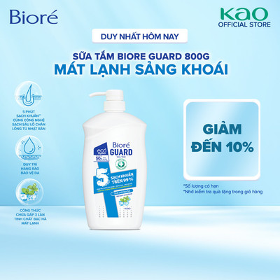 Biore Sữa Tắm Sạch Sâu Kháng Khuẩn Guard – Mát Lạnh Sảng Khoái 800g