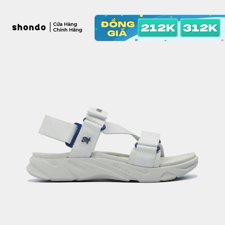 Giày Sandal Nam Nữ Shondo F8 Ver.2 Thời Trang Êm Ái Màu Xám Rêu F8M2323