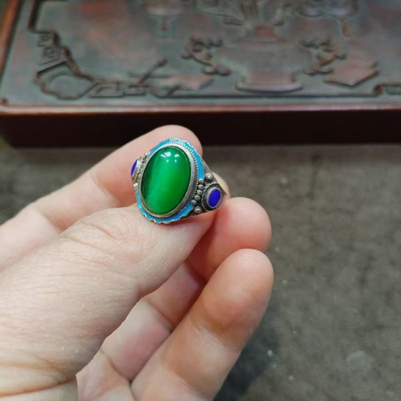 Bộ sưu tập cổ dòng chảy ngược Opal dát Opal Nhẫn nữ Nhẫn thay đổi màu Opal Live Ring 7.3.2