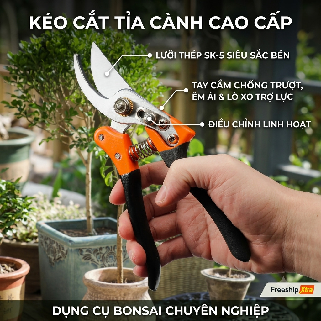 Kéo Cắt Tỉa Cành Cây Tháp Xanh B2-YKHN Thép Mangan 65 Siêu Trợ Lực Chuyên Dụng