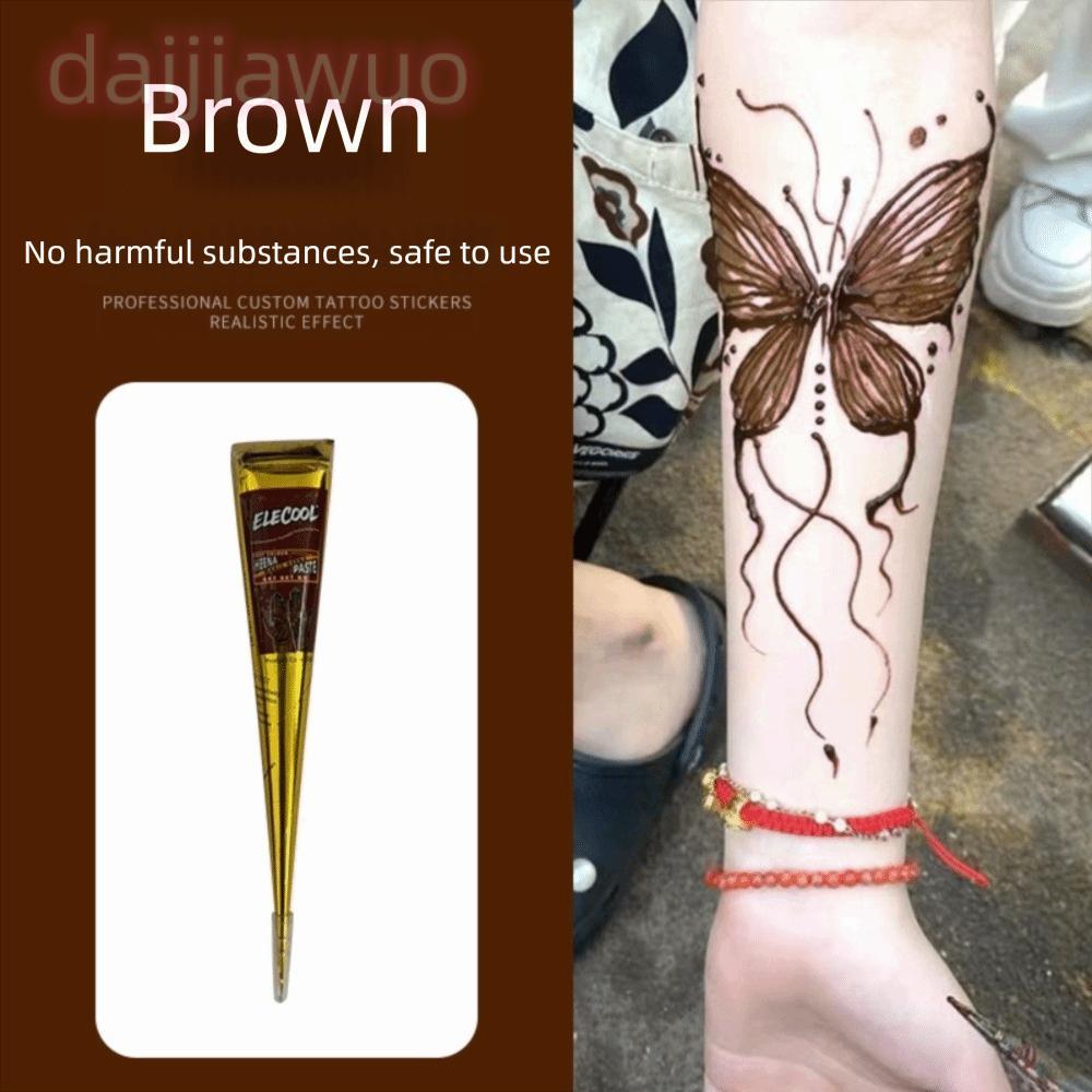 DAIJI Henna Tattoo Cream, Black Brown Semi-permanent Henna Paste Cone, Kem xăm tạm thời Dễ sử dụng K