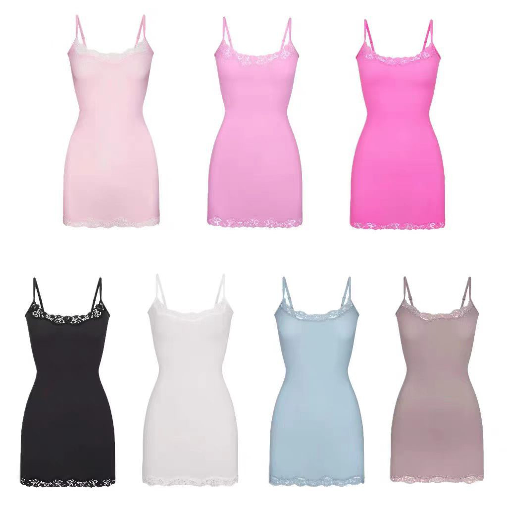 Skims Kardashian-style new summer camisole dress, sexy tight-fitting bodycon lace mini dress